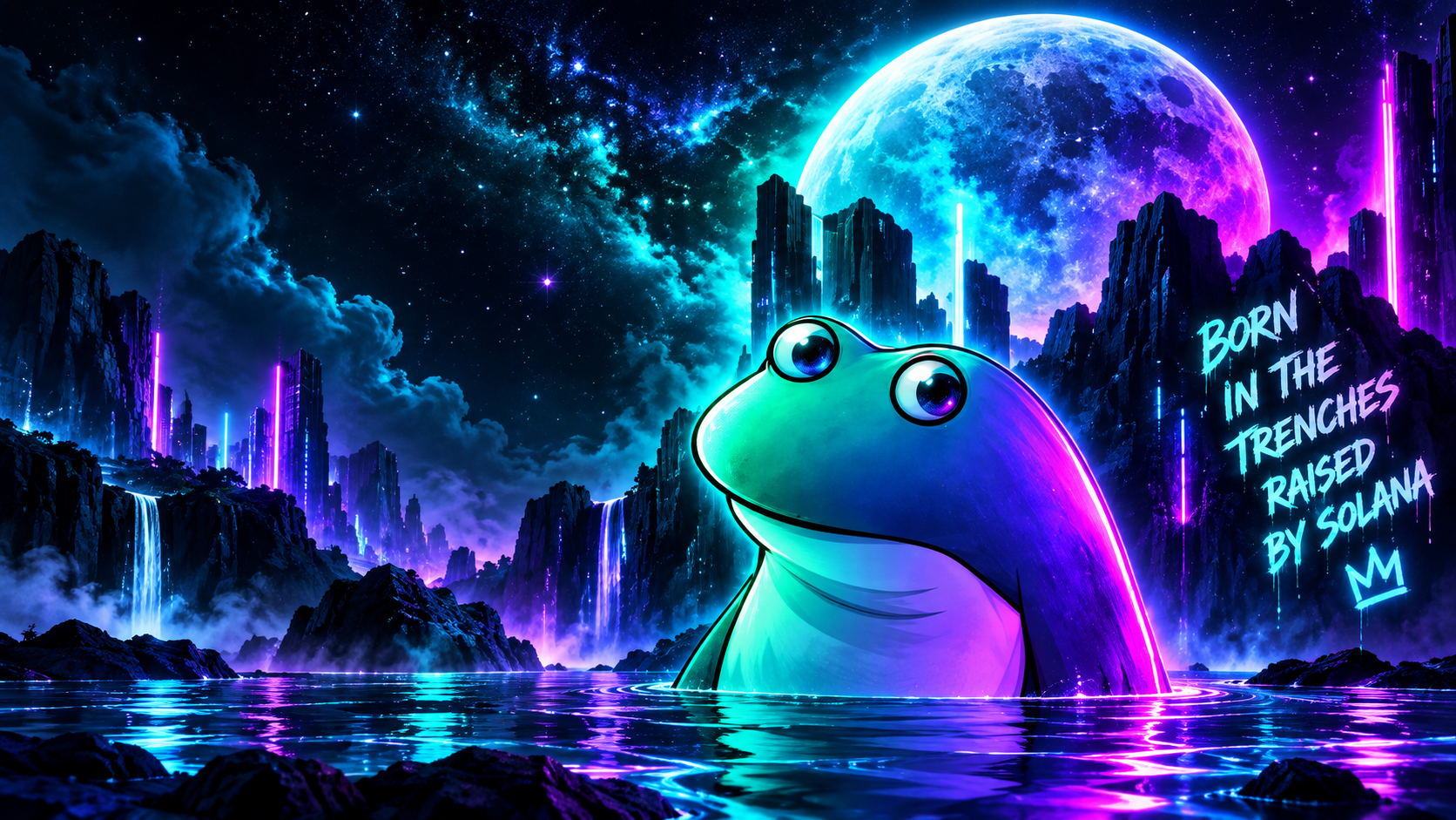 SolFrog in the neon Solana trenches